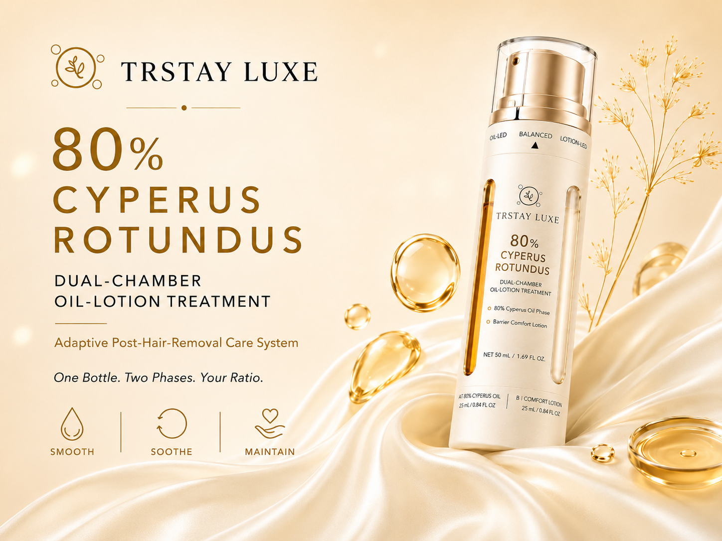 80% Cyperus Rotundus dual-chamber oil-lotion treatment