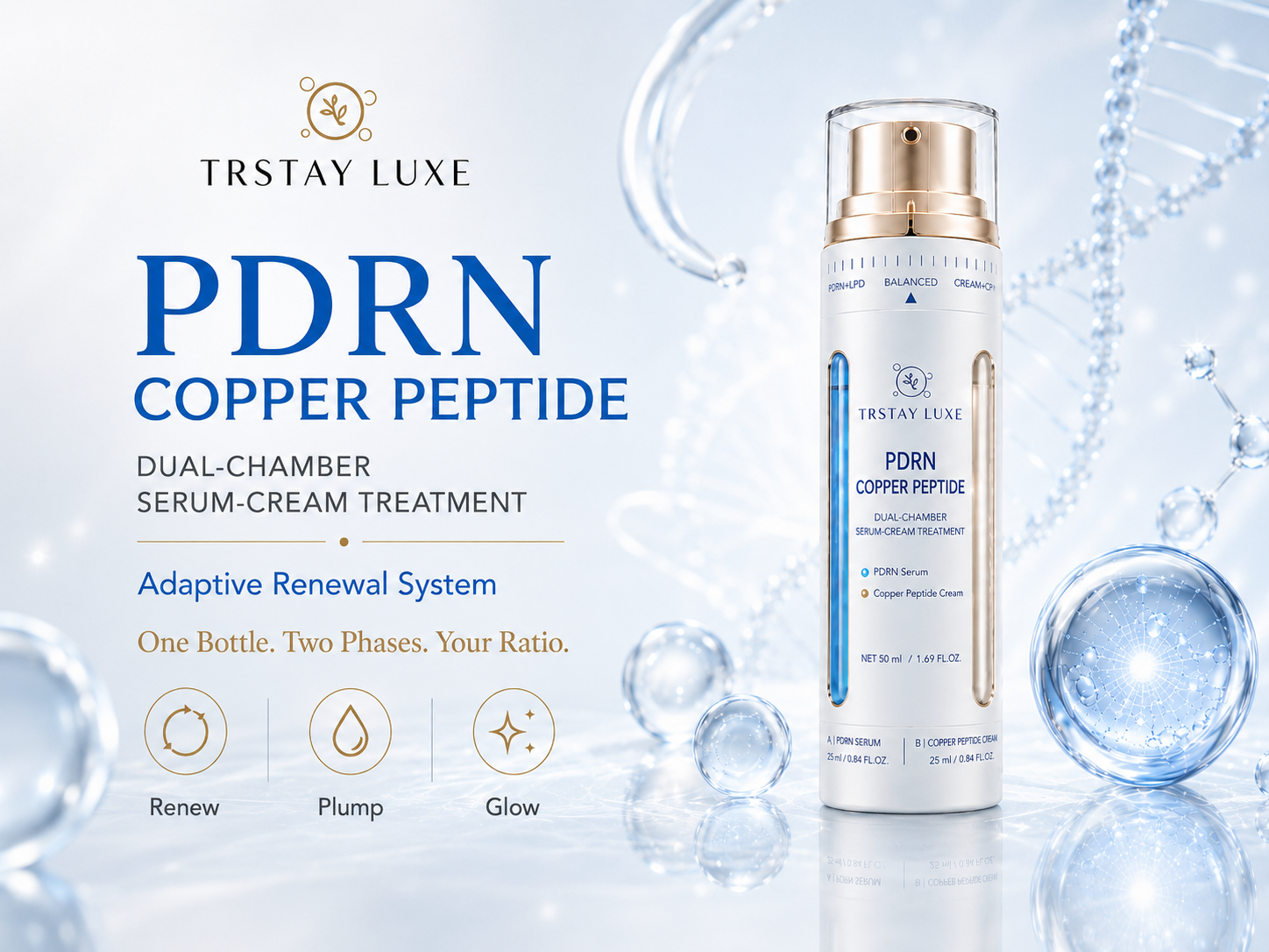 PDRN Copper Peptide dual-chamber serum-cream treatment